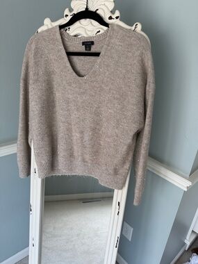 Halogen Beige Sparkle V-Neck Sweater
